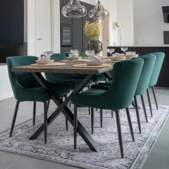 Wohnen Sitzgruppe<200x95 Tisch mit Polsterstühlen - Ricinga (siebenteilig)