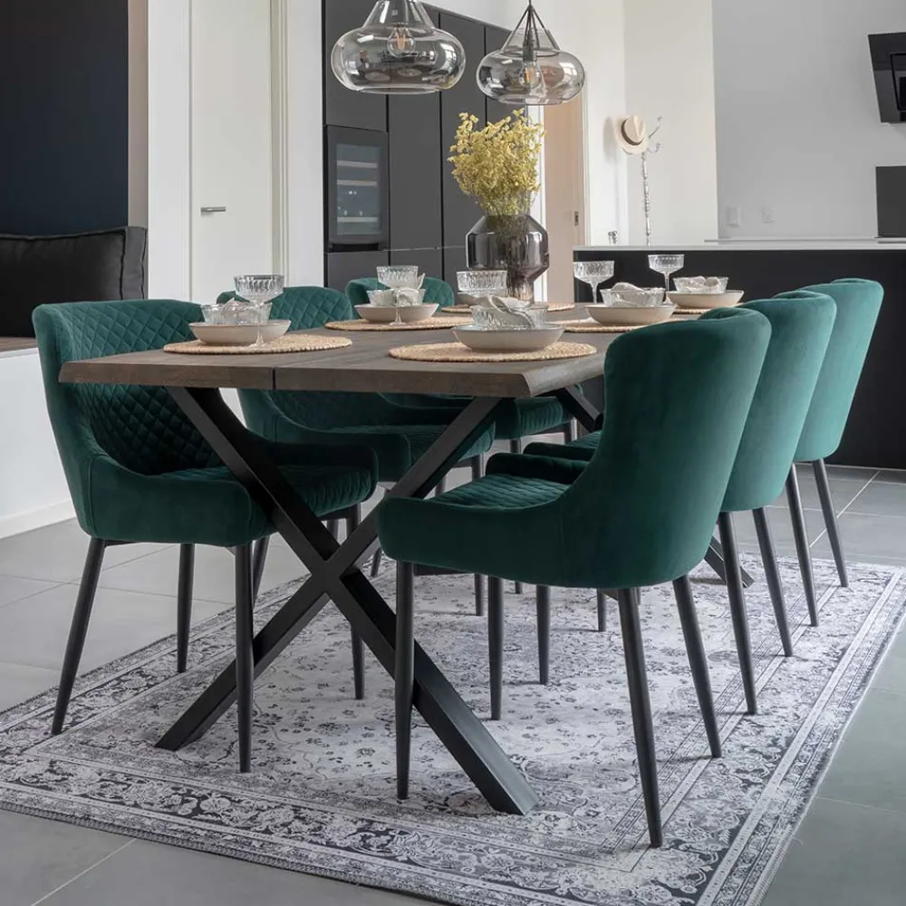 Wohnen Sitzgruppe<200x95 Tisch mit Polsterstühlen - Ricinga (siebenteilig)