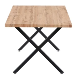Wohnen Sitzgruppe<160x90 Tisch mit X-Füßen & Stühle - Zandras (fünfteilig)