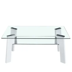 Wohnen Tische<110x60 Wohnzimmer Glastisch mit Ablage - Masuca