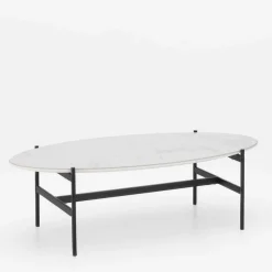 Wohnen Tische<110x50 Wohnzimmertisch in Oval Marmor Optik - Inn