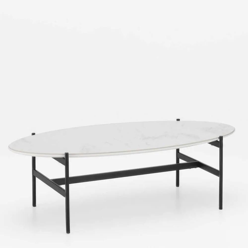 Wohnen Tische<110x50 Wohnzimmertisch in Oval Marmor Optik - Inn