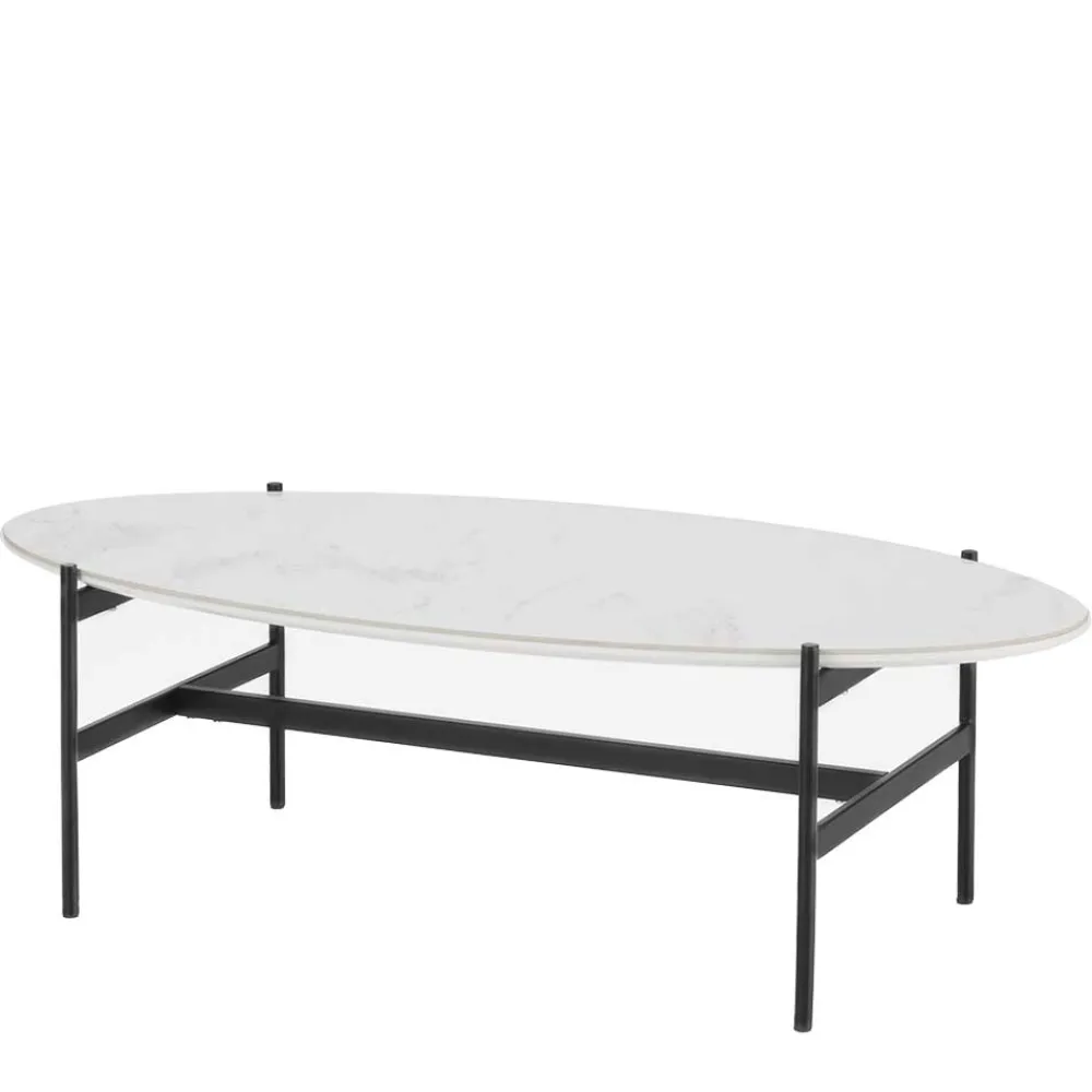 Wohnen Tische<110x50 Wohnzimmertisch in Oval Marmor Optik - Inn