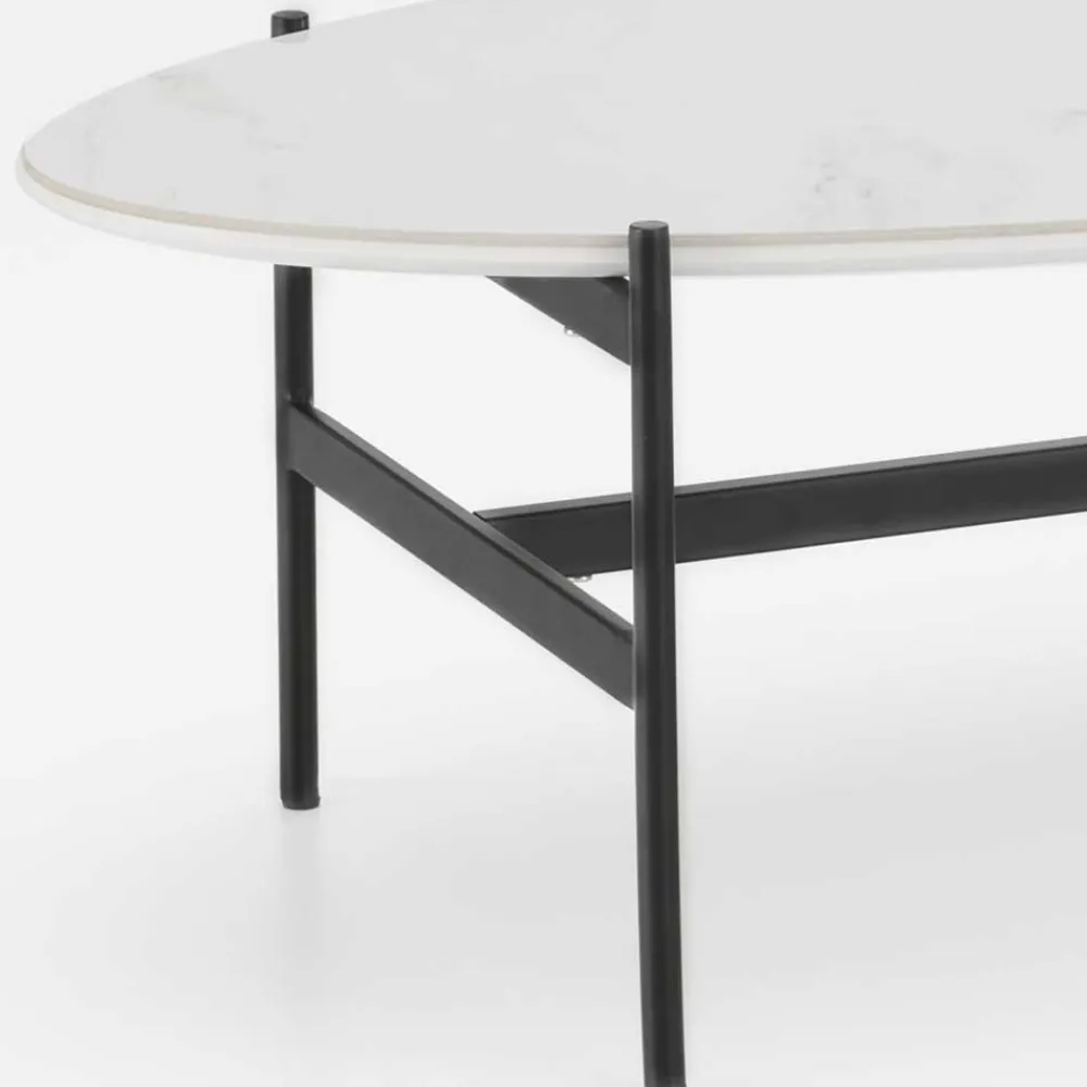 Wohnen Tische<110x50 Wohnzimmertisch in Oval Marmor Optik - Inn