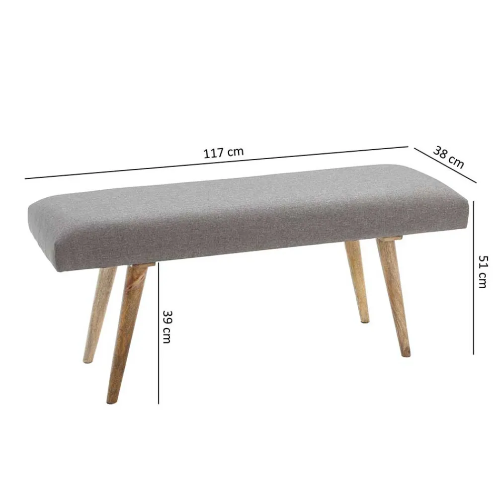Wohnen Sitzbank<117x38cm Polsterbank im Mid Century Stil - Africo