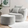 Wohnen Sessel<XL Drehsessel mit Hocker Set - Iliana (zweiteilig)