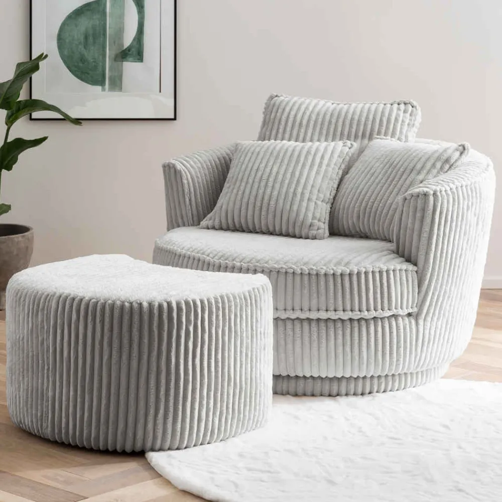 Wohnen Sessel<XL Drehsessel mit Hocker Set - Iliana (zweiteilig)