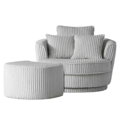 Wohnen Sessel<XL Drehsessel mit Hocker Set - Iliana (zweiteilig)