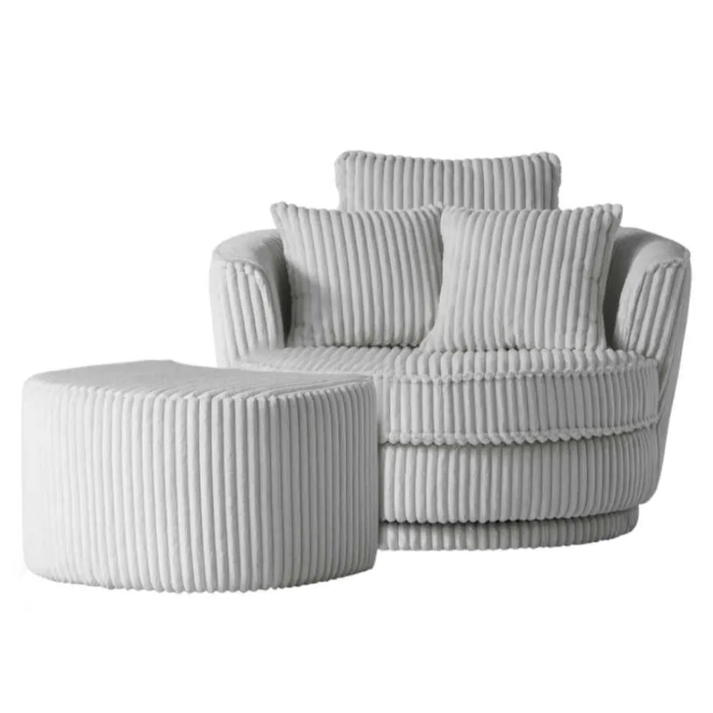 Wohnen Sessel<XL Drehsessel mit Hocker Set - Iliana (zweiteilig)