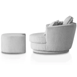 Wohnen Sessel<XL Drehsessel mit Hocker Set - Iliana (zweiteilig)