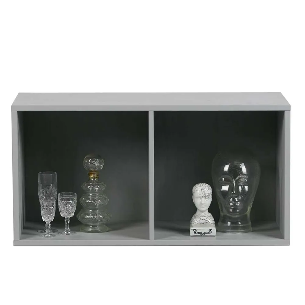 Wohnen Regale<81x41x35 2 Fächer Regal in Grau lackiert - Lanik