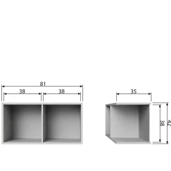 Wohnen Regale<81x41x35 2 Fächer Regal in Grau lackiert - Lanik