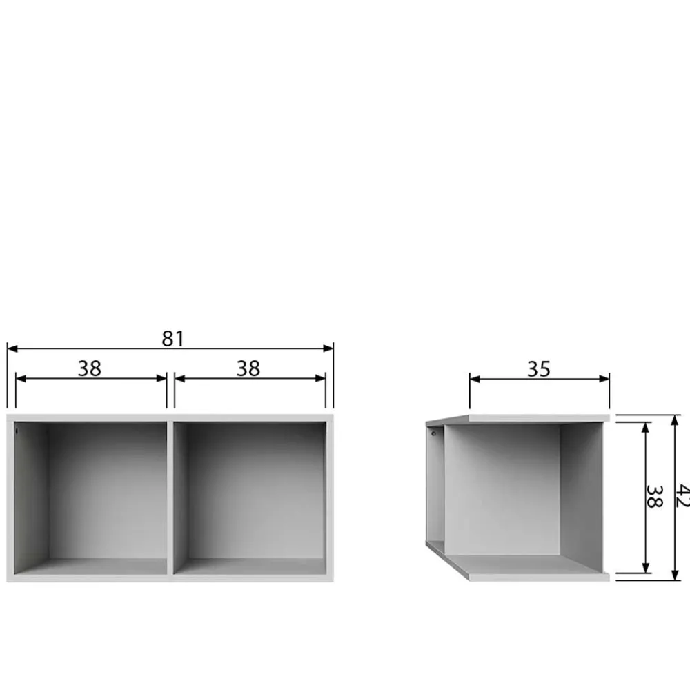 Wohnen Regale<81x41x35 2 Fächer Regal in Grau lackiert - Lanik