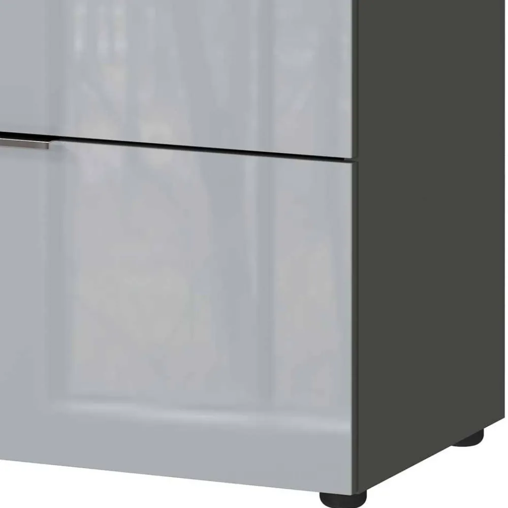 Wohnen Kommoden<83x102x42 4 Schubladen Kommode mit Glas Front - Ruudy