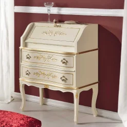 Wohnen Tische<75x88x35 Barock Sekretär in Weiß & Gold - Iviada