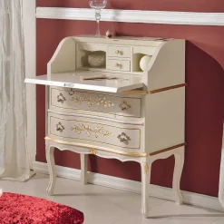 Wohnen Tische<75x88x35 Barock Sekretär in Weiß & Gold - Iviada