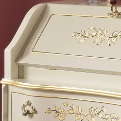 Wohnen Tische<75x88x35 Barock Sekretär in Weiß & Gold - Iviada