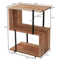 Wohnen Tische<45x60x30 Beistelltisch Regal in Akazie - Matic