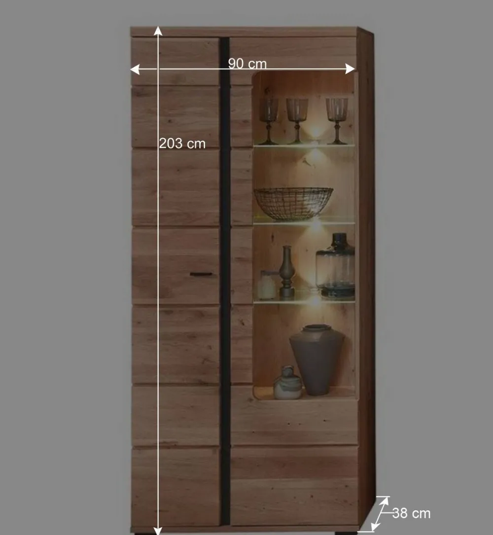 Wohnen Vitrinen<90x203x38 Beleuchtete Vitrine teilmassiv - Mattadore