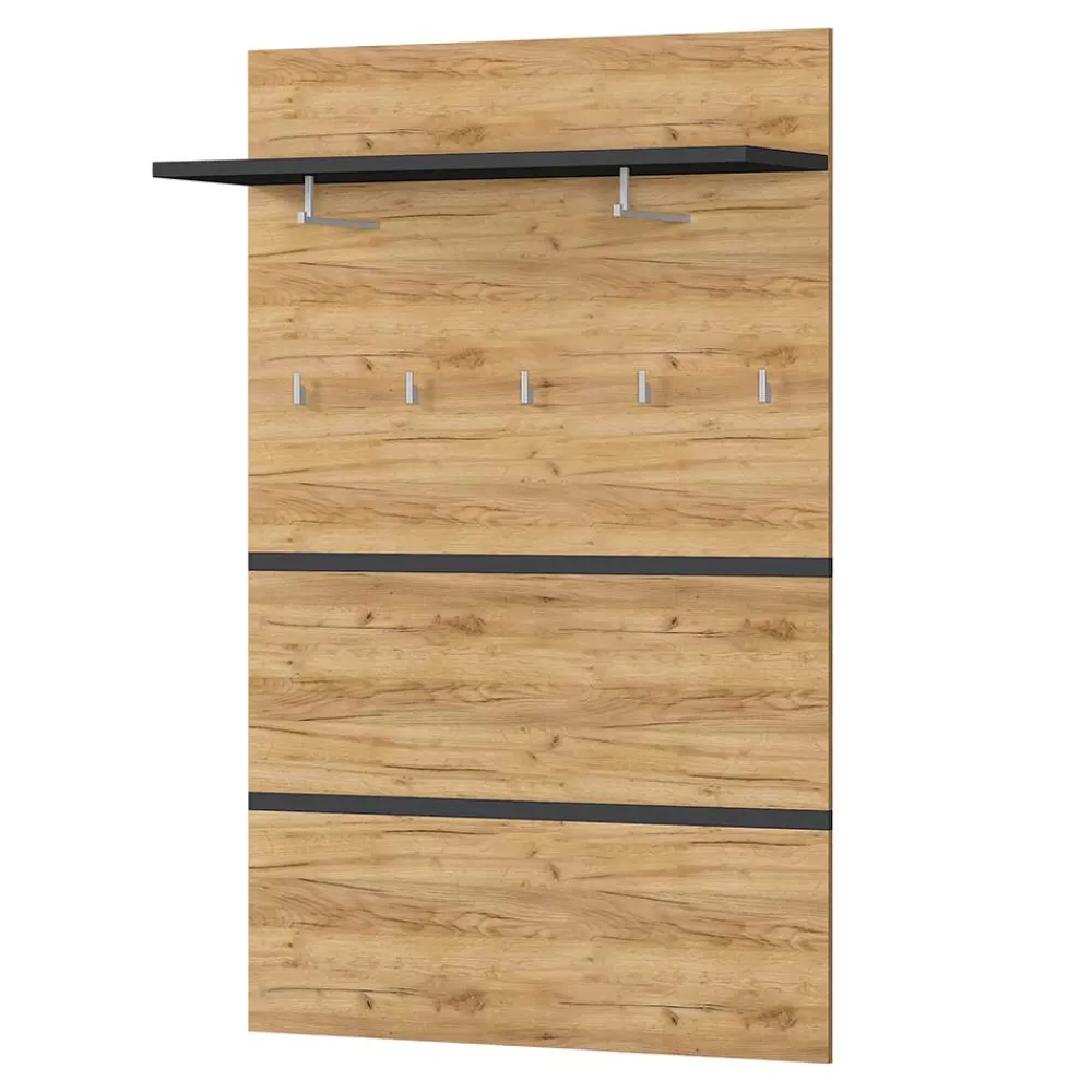 Wohnen Garderoben<96x14x30 cm Garderobe Paneel in Wildeiche & Grau - Orsecca
