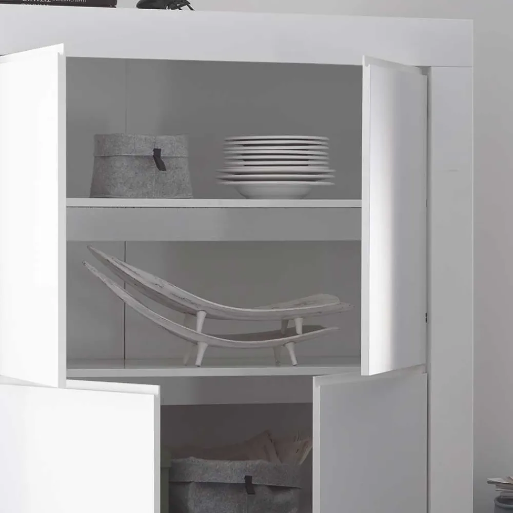 Wohnen Highboards<110x140x42 cm Highboard in Weiß lackiert - Mikes