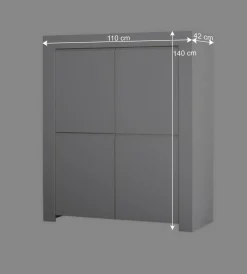 Wohnen Highboards<110x140x42 cm Highboard in Weiß lackiert - Mikes
