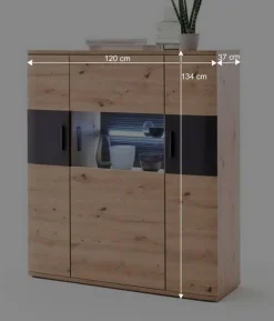 Wohnen Highboards<120x134x37 cm Highboard mit drei Türen - Vecenda