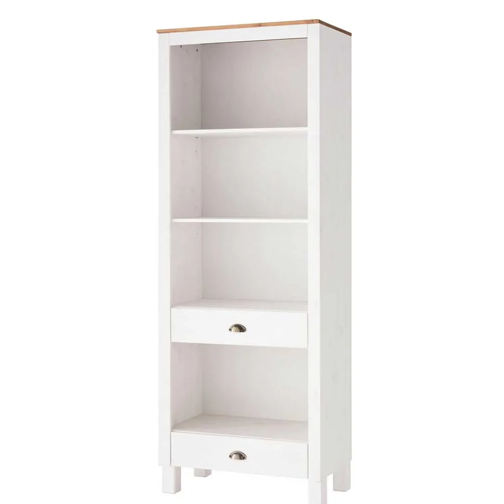 Wohnen Regale<75x205x40 cm Landhausregal in Weiß - Canarius