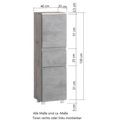Wohnen Schränke<130x40x35 cm Midi Badschrank in Beton & Wildeiche - Mia