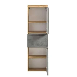 Wohnen Schränke<130x40x35 cm Midi Badschrank in Beton & Wildeiche - Mia