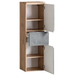 Wohnen Schränke<130x40x35 cm Midi Badschrank in Beton & Wildeiche - Mia