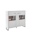 Wohnen Highboards|Kommoden<159x136x37 cm 3-türige Kommode mit Glaseinsätzen - Varzino