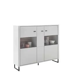 Wohnen Highboards|Kommoden<159x136x37 cm 3-türige Kommode mit Glaseinsätzen - Varzino
