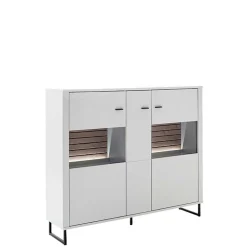 Wohnen Highboards|Kommoden<159x136x37 cm 3-türige Kommode mit Glaseinsätzen - Varzino