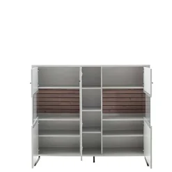 Wohnen Highboards|Kommoden<159x136x37 cm 3-türige Kommode mit Glaseinsätzen - Varzino