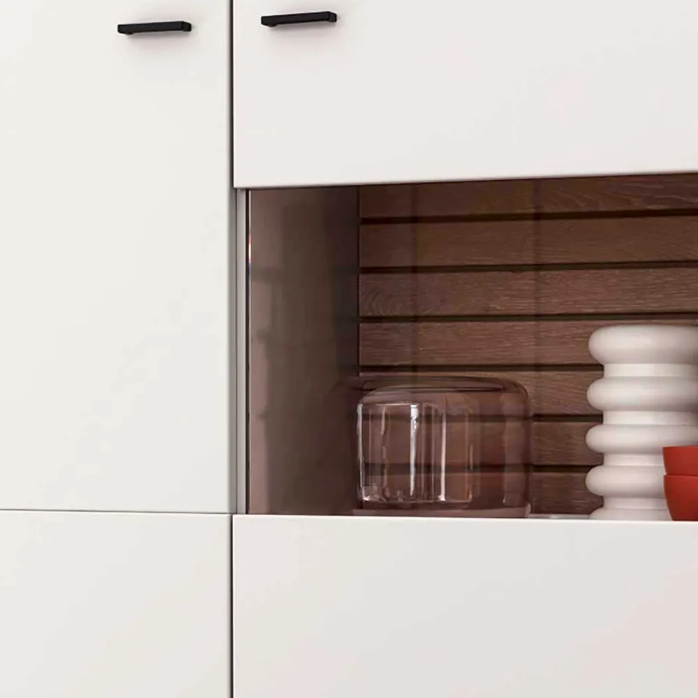 Wohnen Highboards|Kommoden<159x136x37 cm 3-türige Kommode mit Glaseinsätzen - Varzino