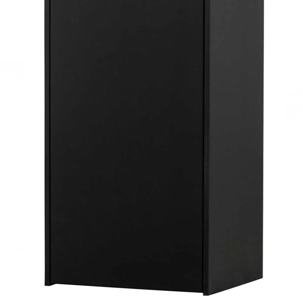Wohnen Vitrinen|Schränke<44x188x35 cm 1-türiger Schrank in Schwarz lackiert - Riley