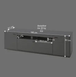 Wohnen Tv & Hifi-Möbel|Lowboards<195x60x51 cm TV Board Unterschrank in Weiß - Hazime