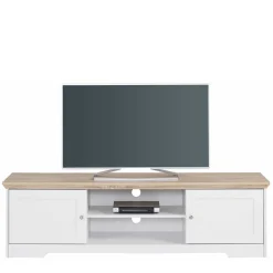 Wohnen Tv & Hifi-Möbel|Lowboards<160x45x40 cm TV Schrank in Weiß & Eichefarben - Akedra