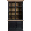 Wohnen Vitrinen<130x230x47 cm Vintage Vitrine Schrank in Schwarz - Niovan