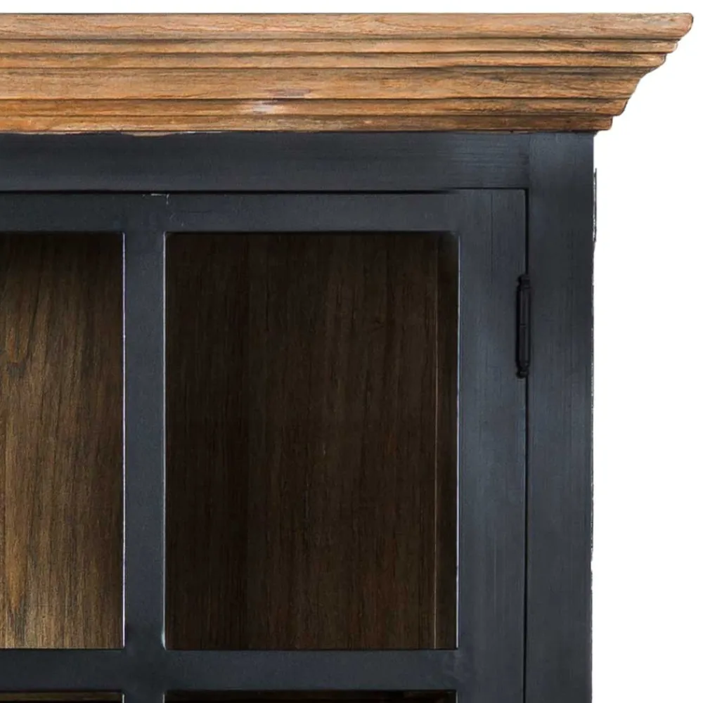 Wohnen Vitrinen<130x230x47 cm Vintage Vitrine Schrank in Schwarz - Niovan