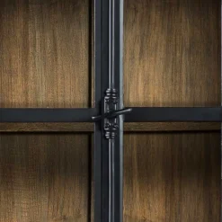 Wohnen Vitrinen<130x230x47 cm Vintage Vitrine Schrank in Schwarz - Niovan