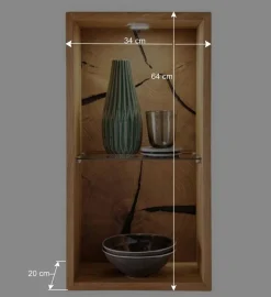 Wohnen Regale<34x64x20 cm Wildeiche Regal mit Glasboden - Acapella