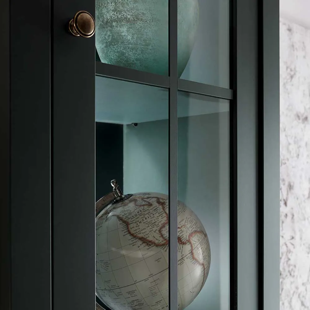 Wohnen Vitrinen<50x197x43 Country Vitrine in Dunkelgrün - Niestov