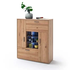 Wohnen Highboards<104x123x37 Design Highboard aus Holz & MDF - Assela