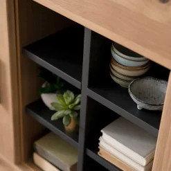 Wohnen Highboards<104x123x37 Design Highboard aus Holz & MDF - Assela