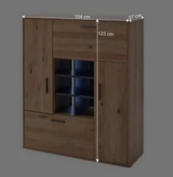 Wohnen Highboards<104x123x37 Design Highboard aus Holz & MDF - Assela