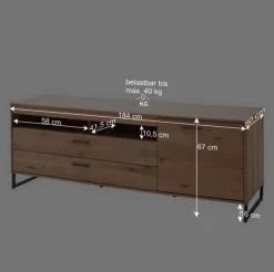 Wohnen Highboards<104x123x37 Design Highboard aus Holz & MDF - Assela