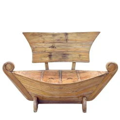 Wohnen Sitzbank<145x99x65 Design Holzbank in Boot Optik - Teako