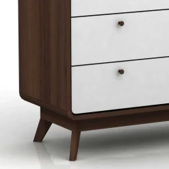 Wohnen Kommoden<80x88x39 Design Kommode in Weiß & Walnuss - Devkan